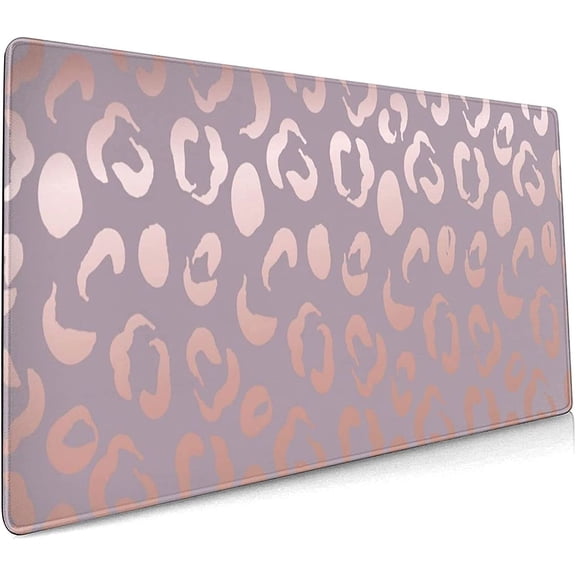 Pink Rose Gold Leopard Print Gaming Mouse Pad 35.4×15.7inch with Stitched Edges Extended Waterproof Cheetah Desk Pads Non-Slip Rubber Base Large Keyboard Mat Computer Mousepad for Work/Office/Home