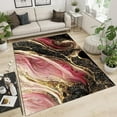 thumbnail image 1 of Pink Rose Gold Marble Area Rug, Luxurious Black Gold Texture Indoor Non-Slip Kids Rugs, Machine Washable Breathable Durable Carpet For Front Entrance Floor Decor 4x6ft, 1 of 6