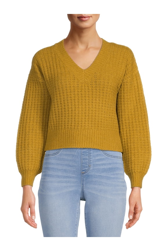 Juniors Chunky Waffle Knit Sweater