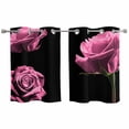 thumbnail image 1 of Pink Rose Kitchen Curtains Small Short 39 Inch Length, Vintage Abstract Garden Flower Floral Black Grommet Top Bedroom Living Room Curtains, Light Filtering Cafe Curtain Drapes 2 Panels Set 55''x39'', 1 of 9
