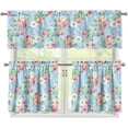 thumbnail image 1 of Pink Rose Kitchen Curtains and Valances Set Daisy Rod Pocket Tier Curtains 3-Piece House Decor Curtains for Living Room Bedroom Bathroom Easy to Install Kitchen Valance Curtains, 1 of 6