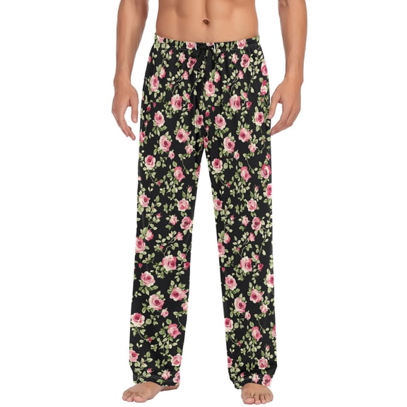 Pink Rose Men's Pajama Pants Lightweight Pjs Bottoms Sleepwear Bottom Pants with Pocket Drawstring