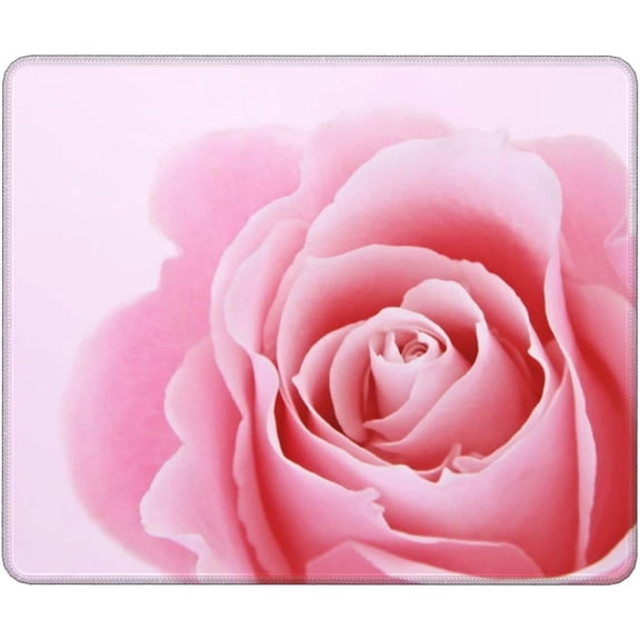 Pink Rose Mouse Pad for Women Girls Home Office Desk, Pretty Flower-Themed Rectangle Waterproof Non-Slip Rubber Base Mouse Mat with Stitched Edge for Wireless Mouse Office Work Learning, 10x12 inch