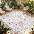 thumbnail image 1 of Pink Rose Outdoor Rug for Patio/Deck/Porch, Non-Slip Large Area Rug 6 x 9 Ft, Modern Simple Romantic Flowers Floral Leaves Indoor Outdoor Rugs Washable Area Rugs, Reversible Camping Rug Carpet Runner, 1 of 8