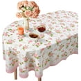 thumbnail image 1 of Pink Rose Oval Tablecloth 60 x 84 Inches, Pink White Floral Spring Tablecloth Table Cover Table Cloths for Parties Kitchen Dining Table, Polyester Fabric Flower Tablecloth, Rose Decor Accessories, 1 of 6