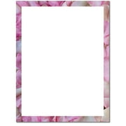 Pink Rose Petals Border Letterhead Laser & Inkjet Printer Paper, 25 Sheets
