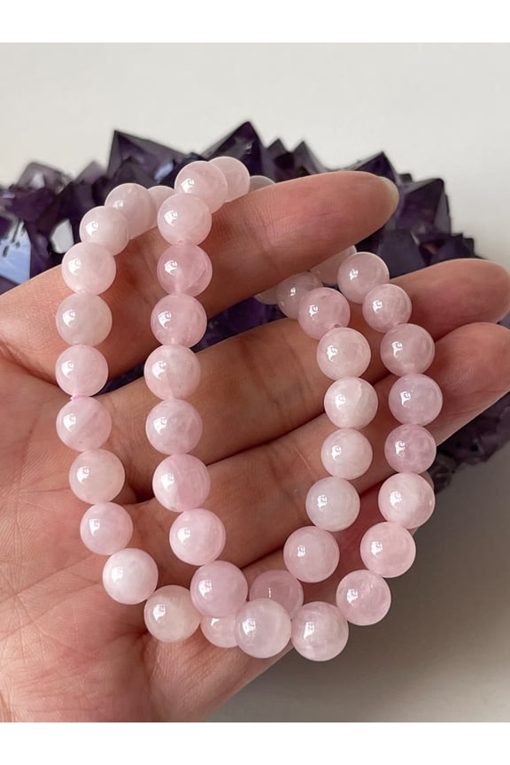 Pink Rose Quartz Bracelet for Women & Men, Love & Attraction, Certified Natural Healing Crystal, Gift For Girlfriend and Boyfriend, Beads Size 8mm(Free pink zircon)