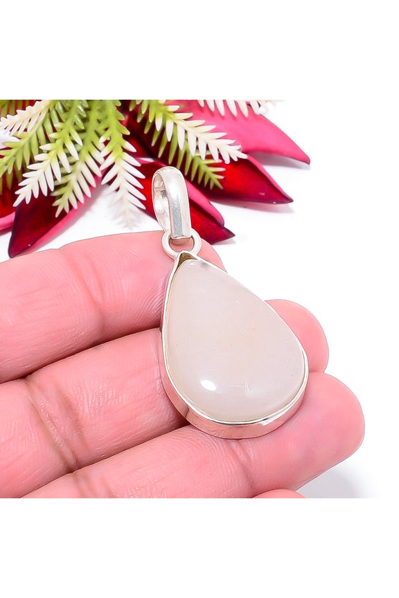 Pink Rose Quartz - Brazil Gemstone 925 Sterling Silver Pendant 1.87" P65