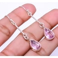 thumbnail image 1 of Pink Rose Quartz Designer Handmade 925 Sterling Silver Earring 2.07" E93269818, Gemstone Silver Jewelry, New Year Sale, Valentin's Day Gift, 1 of 2