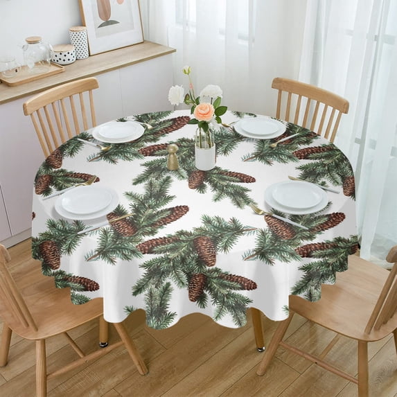 Christmas Farm Garland Stripes Round Tablecloth Waterproof Wedding Decor Table Cover Christmas Party Decorative Tablecloth