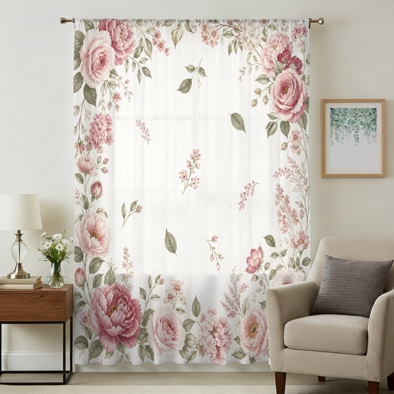 Long Valance Yellow Cartoon Sheer Curtains 72 Inches Long for Living Room, Modern ...