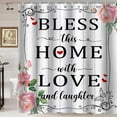 thumbnail image 1 of Pink Rose Shower Curtain, Inspirational Quotes Butterfly Spring Flower Rustic Farmhouse Romantic Valentine''s Day Bathroom Decor, Waterproof Polyester White Fabric Shower Curtain, 72 X 72 Inch, 1 of 6