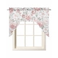 thumbnail image 1 of Pink Rose Swag Valances for Windows, Small Curtains Drapes, Modern Simple Romantic Flowers Floral Leaves Kitchen Window Curtains Over Sink Window Treatment Valance for Bedroom/Bathroom 56"x36", 1 of 5