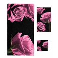 thumbnail image 1 of Pink Rose Towel Set of 3, Soft Microfiber Bath Towels, Hand Towel, Washcloths, Vintage Abstract Garden Flower Floral Black Quick-Dry Absorbent Towels for Bathroom Kitchen Hotel Beach Gym Spa, 1 of 7