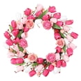 thumbnail image 1 of Pink Rose Tulip Wreath Spring Wreaths For Front Door 17.7In Artificial Floral Door Wreath For Spring Summer Decor Spring Floral Door Wreaths For Outdoor Indoor Window Wall Porch Farmhouse Home 1 Pack, 1 of 6