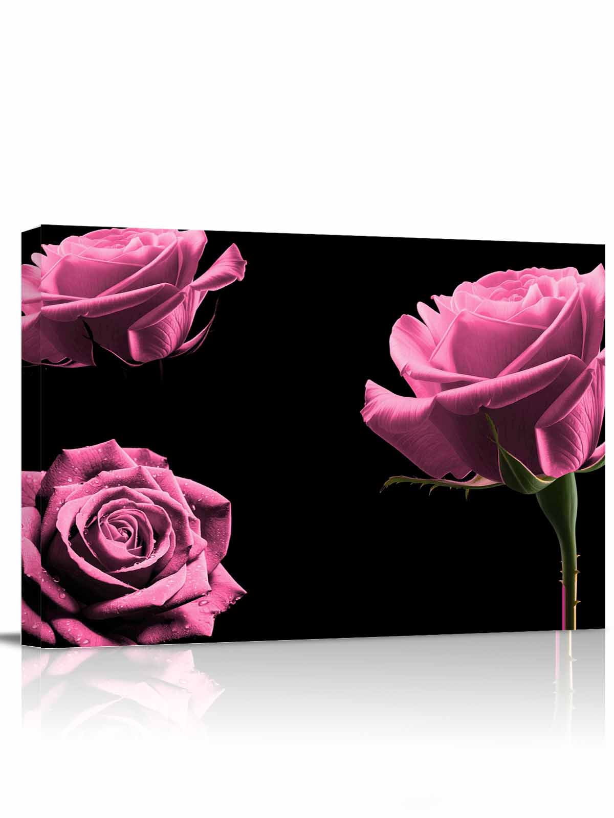 Pink Rose Wall Art for Living Room,Canvas Picture Wall Decor for ...