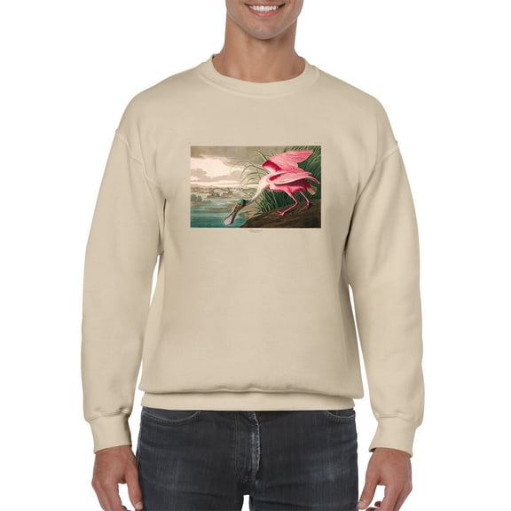 Pink Roseate Spoonbill Sweatshirt Men -John James Audubon Designs, Male 5X-Large