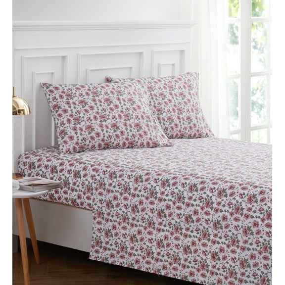 Pink Roses 4-piece Sheet Set Full