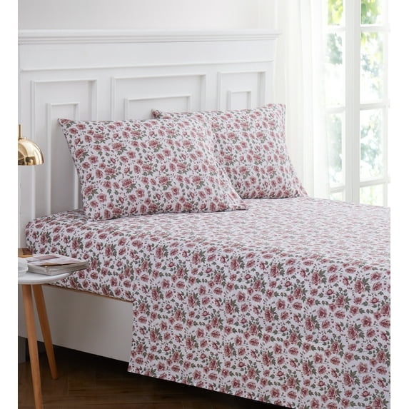 Pink Roses 4-piece Sheet Set Full