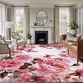 thumbnail image 1 of Pink Roses 5'x7' Area Rug, Spring Floral Elegant Pastoral Butterfly Washable Non-Slip Soft Rugs, Low-Pile Large Carpet for Living Room Bedroom Dining Room, Non-Shedding Accent Rug, 1 of 9