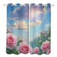 thumbnail image 1 of Pink Roses And Rainbow Sky Blackout Window Curtains for Bedroom Living Room Kicthen High Shading 2 Panels, 1 of 6