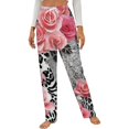 thumbnail image 1 of Pink Roses Animal Print Pattern Winter Female Pants Flannel High Waist Women Pants Lady Warm Straight Leg Plush Trousers, 1 of 7