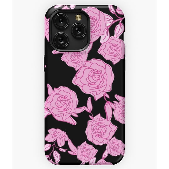 Pink Roses Dark Background Floral Botanical Art A13646 Phone Case for iPhone 11 to 17 Pro Max