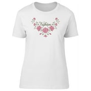 Pink Roses Fashion In V T-Shirt Women -Image by Shutterstock, Female XX-Large