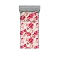 thumbnail image 1 of Pink Roses Fitted Sheet & Pillow Sham Set, Romantic Spring Garden Blooming Flowers Nature Art Valentine Blossom, Decorative Printed 2 Piece Bedding Decor, Twinxl, Magenta Blush Khaki, by Ambesonne, 1 of 2