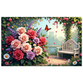 thumbnail image 1 of Pink Roses Floral Backdrop Banner for Parties Weddings Photography Events Garden Decorations, 1 of 8