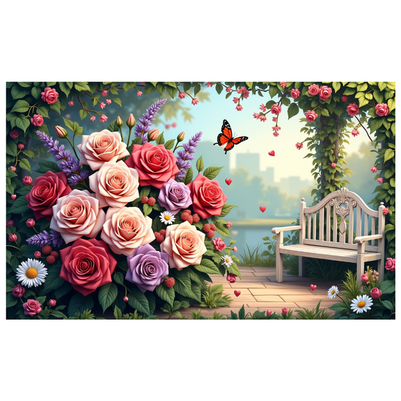 Pink Roses Floral Backdrop Banner for Parties Weddings Photography Events Garden Decorations