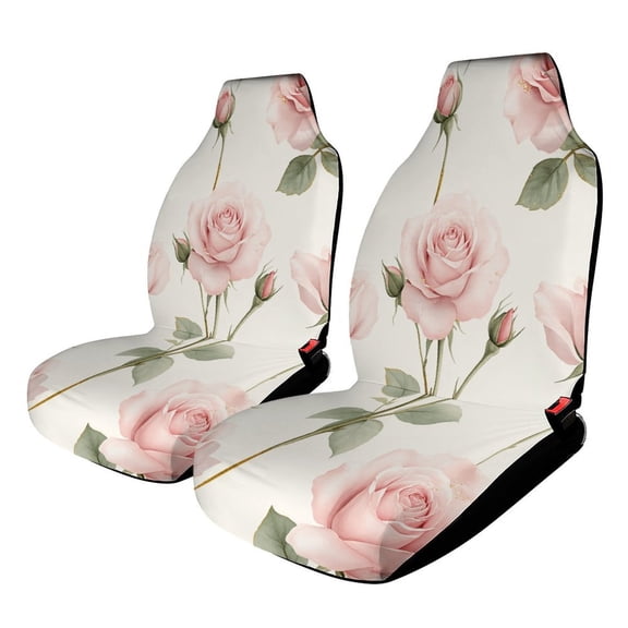 Pink Roses Floral Pattern(1)_1 Car Seat Cover Set Auto Front Bucket Cushion Protect Accessories 2 Piece