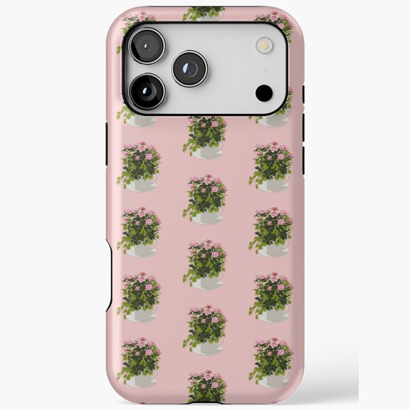 Pink Roses In White Cup Floral Photography Art iPhone Case 11 through 17 Pro Max