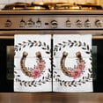 thumbnail image 1 of Pink Roses Kitchen Towels Set of 1, Spring Horseshoes Floral Leaves Gray Wood Absorbent Dish Towels for Kitchen, Microfiber Hand Towel, Quick Drying Tea Towel for Cleaning Decorative Dishcloths, 1 of 7