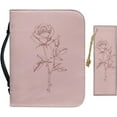 thumbnail image 1 of Pink Roses Leather Bible Cover with Bookmark, 1 of 9