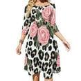 thumbnail image 1 of Pink Roses Leopard Print Fabric Dress Summer Dresses Woman Street Style Big Size Casual Dress, 1 of 9