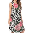 thumbnail image 1 of Pink Roses Leopard Print Pattern Dress Loose Women'S Dress Beach Dresses With Pockets Dresses For Womens, 1 of 4