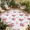 thumbnail image 1 of Pink Roses Outdoor Rug for Patio/Deck/Porch, Non-Slip Large Area Rug 6 x 9 Ft, Valentine's Day Flowers Love White Romantic Indoor Outdoor Rugs Washable Area Rugs, Reversible Camping Rug Carpet Runner, 1 of 8
