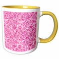 thumbnail image 1 of 3drose, Pink Roses Pattern, 15oz Two-tone Yellow Mug, 1 of 6
