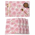 thumbnail image 1 of Pink Roses Placemats Set of 12 Retro Flower Floral Botanicall Plant Leaf Place Mats Indoor Wipeable Table Mats Washable Cloth Dining Table Placemats for Kitchen Holiday Party Home Decor 13x19 Inch, 1 of 9