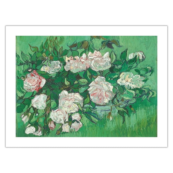 Pink Roses (Rosa Rosen) - From an Original Color Painting by Vincent van Gogh c.1890 - Fine Art Matte Paper Print (Unframed) 18x24in