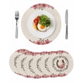 thumbnail image 1 of Pink Roses Round 15 Inch Placemats Set of 6, Spring Horseshoes Floral Leaves Rustic HeatResistant Non Slip Place Mats for Dining Table, Wipeable Braided Kitchen Table Mats for Housewarming, 1 of 9
