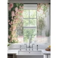 thumbnail image 1 of Pink Roses Spring Floral Sheer Curtains for Living Room Bedroom Summer Botanical Flowers Sheer Curtains 63 Inch Long 2 Panels Set Light Filtering Curtain Window Treatments Drapes for Dining Room, 1 of 6