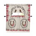 thumbnail image 1 of Pink Roses Swag Kitchen Curtains Sets for Windows 24 Inch Length, Spring Horseshoes Floral Leaves Rustic Short Window Curtain Panels Swags Valances and Tiers 3 Piece Set for Cafe/Dining Room, 1 of 5