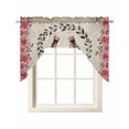 thumbnail image 1 of Pink Roses Swag Valances for Windows, Small Curtains Drapes, Spring Horseshoes Floral Leaves Vintage Kitchen Window Curtains Over Sink Rod Pocket Window Treatment Valance for Bedroom/Bathroom 56"x36", 1 of 5