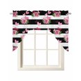thumbnail image 1 of Pink Roses Swag Valances for Windows, Small Curtains Drapes, Valentine's Day Love Flowers Stripes Rustic Kitchen Window Curtains Over Sink Window Treatment Valance for Bedroom/Bathroom 56"x36", 1 of 5