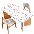 thumbnail image 1 of Pink Roses Table Cloths for 6 Foot Rectangle Tables, Valentine's Day Floral Leaves Romantic Spring Patio Waterproof Elastic Fitted Tablecloths, Washable Rectangular Table Cover for Camping, 1 of 8