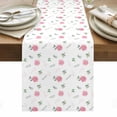 thumbnail image 1 of Pink Roses Table Runner - 60 Inch Long, Kitchen Dining Table Runner Dresser Scarves, Valentine's Day Floral Leaves Romantic Spring Farmhouse Decor for Coffee Tables Wedding Party Banquet, 1 of 8
