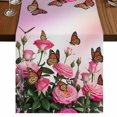 thumbnail image 1 of Pink Roses Table Runner 72 Inches Long,Spring Floral Butterflies Watercolor Modern Art Cotton Linen Table Runners Dresser Scarves,Fabric Tabletop Scarf Furniture Cover for Home Dinner Party 13"x72", 1 of 9