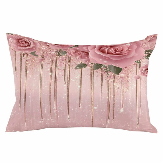 Pink Roses Throw Pillow Cover 24 x 36 Inch Decorative Pillow Cover Watercolor Romantic Botanical Floral Lumbar Pillowcase Seasonal Rectangle Cushion Case for Couch Sofa Bed Living Room